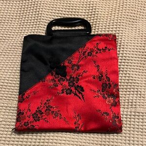 Red and Black Asian Flower Handbag